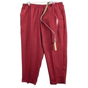 Alfred Dunner Pants Women's 22W Brick Elastic Waist Belted High Rise‎ Casual NEW